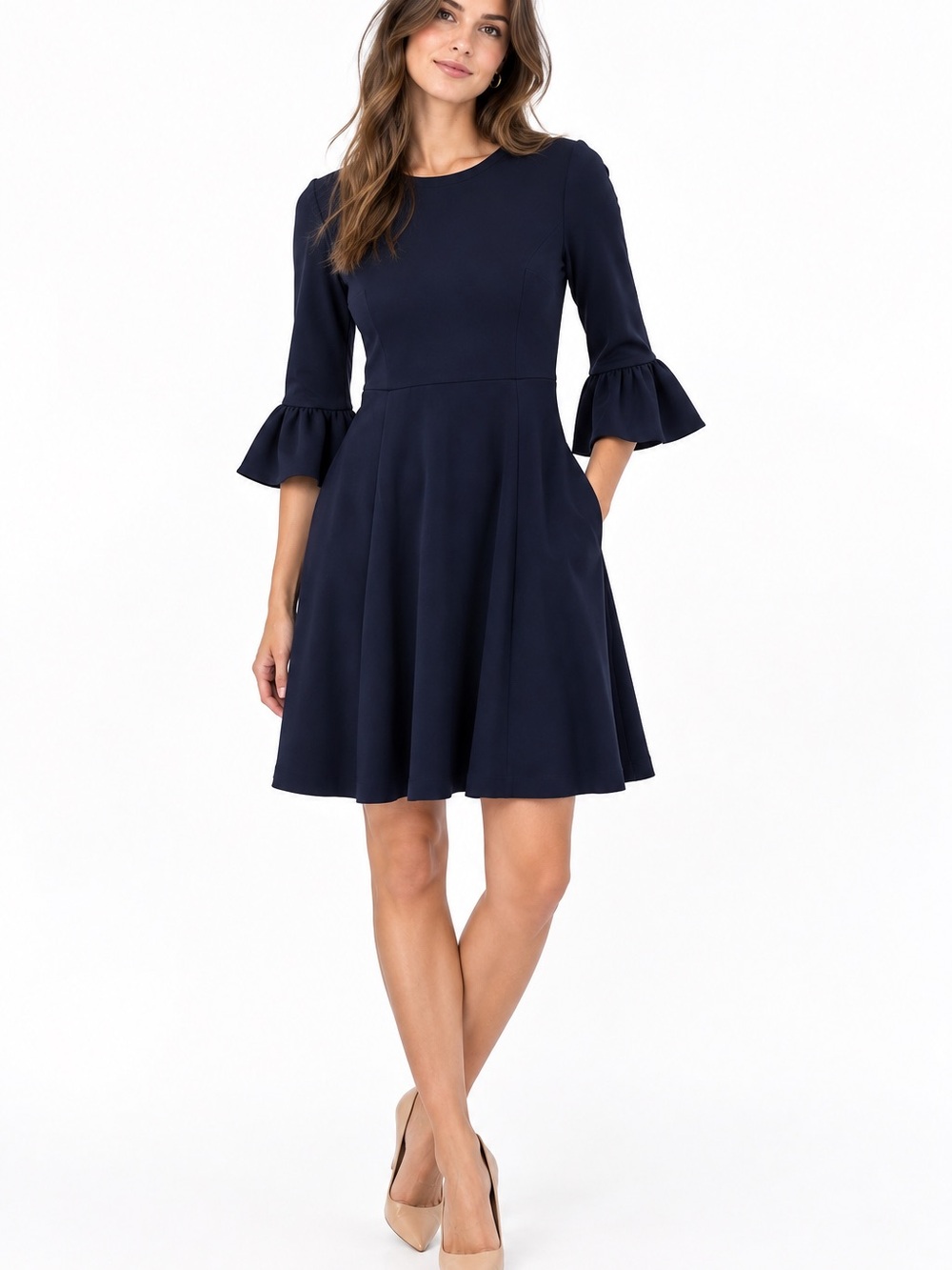 NWT Kate Spade New York Black Ruffle Sleeve Fit & Flare Dress size large